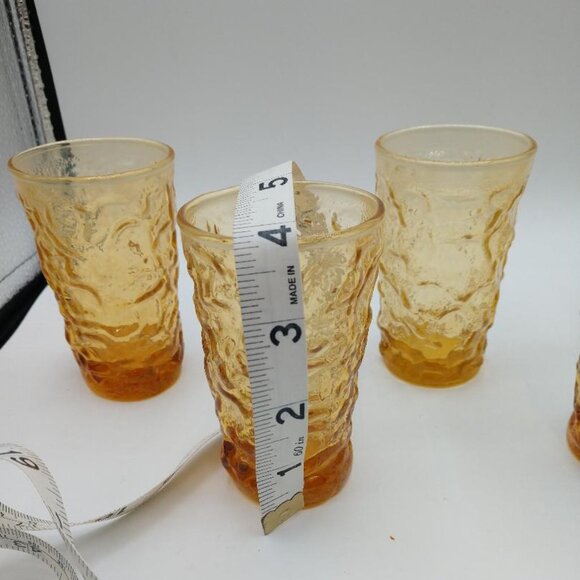 Vintage MCM Anchor Hocking Milano Honey Gold Amber Juice Glasses - Set of 6. - Picture 2 of 5